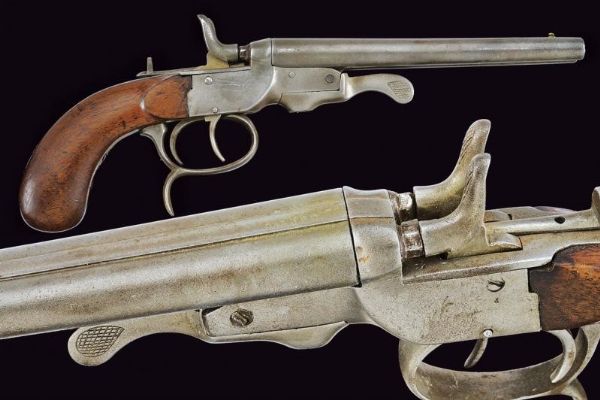 Pistola a percussione centrale a due canne  - Asta La Collezione di Armi Antiche di un Gentiluomo Californiano - Associazione Nazionale - Case d'Asta italiane