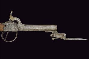 Pistola a luminello con baionetta a scatto  - Asta La Collezione di Armi Antiche di un Gentiluomo Californiano - Associazione Nazionale - Case d'Asta italiane