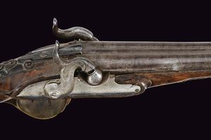 Pistola a due canne convertita a luminello  - Asta La Collezione di Armi Antiche di un Gentiluomo Californiano - Associazione Nazionale - Case d'Asta italiane