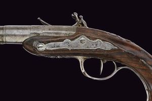 Pistola a pietra focaia a semi-retrocarica  - Asta La Collezione di Armi Antiche di un Gentiluomo Californiano - Associazione Nazionale - Case d'Asta italiane