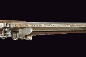 Pistola a pietra focaia di Andre Kuchenreuther  - Asta La Collezione di Armi Antiche di un Gentiluomo Californiano - Associazione Nazionale - Case d'Asta italiane