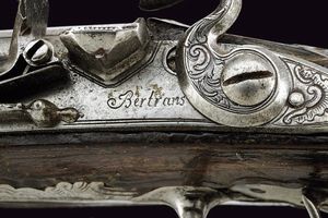 Pistola a pietra focaia a due canne di Bertrans  - Asta La Collezione di Armi Antiche di un Gentiluomo Californiano - Associazione Nazionale - Case d'Asta italiane