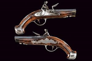 Interessante e raro paio di pistole a pietra focaia da viaggio per il mercato Polacco  - Asta La Collezione di Armi Antiche di un Gentiluomo Californiano - Associazione Nazionale - Case d'Asta italiane