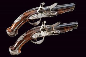 Interessante e raro paio di pistole a pietra focaia da viaggio per il mercato Polacco  - Asta La Collezione di Armi Antiche di un Gentiluomo Californiano - Associazione Nazionale - Case d'Asta italiane