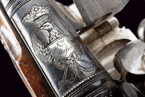 Interessante e raro paio di pistole a pietra focaia da viaggio per il mercato Polacco  - Asta La Collezione di Armi Antiche di un Gentiluomo Californiano - Associazione Nazionale - Case d'Asta italiane