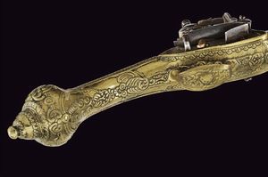 Pistola a pietra focaia alla micheletta  - Asta La Collezione di Armi Antiche di un Gentiluomo Californiano - Associazione Nazionale - Case d'Asta italiane