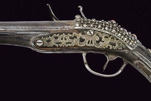 Bellissima pistola a pietra focaia in stile Ali Pasha con fornimenti in argento  - Asta La Collezione di Armi Antiche di un Gentiluomo Californiano - Associazione Nazionale - Case d'Asta italiane