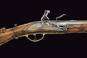 Bellissimo scavezzo a pietra focaia del maestro A. L.  - Asta La Collezione di Armi Antiche di un Gentiluomo Californiano - Associazione Nazionale - Case d'Asta italiane