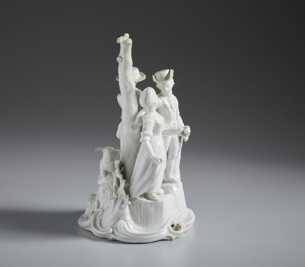 MANIFATTURA GEMINIANO COZZI, VENEZIA, 1780 CIRCA : Gruppo in porcellana bianca raffigurante tre personaggi in un ambientazione agreste  - Asta Asta 502 | ARTE ANTICA E DEL XIX SECOLO Online - Associazione Nazionale - Case d'Asta italiane