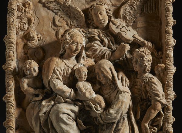 MANIFATTURA DELL'ITALIA MERIDIONALE DEL XVIII SECOLO : Rilievo in terracotta raffigurante la Vergine con il Bambino e Sant'Anna, tra angeli musicanti e cherubini  - Asta Asta 502 | ARTE ANTICA E DEL XIX SECOLO Online - Associazione Nazionale - Case d'Asta italiane