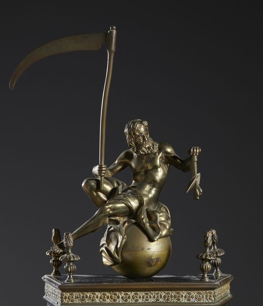 MANIFATTURA FRANCESE DEL XIX SECOLO : Grande orologio da tavolo in stile Boulle, in legno ebanizzato intarsiato in metallo dorato a creare decori fitomorfi e applicazioni in bronzo dorato, cassa architettonica sormontata da figura allegorica del Tempo e da quattro putti alati  - Asta Asta 502 | ARTE ANTICA E DEL XIX SECOLO Online - Associazione Nazionale - Case d'Asta italiane