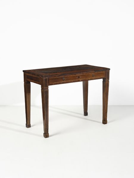 MANIFATTURA DEL XIX SECOLO : Consolle lastronata e filettata, cassetto sul fronte e gambe troncopiramidali  - Asta Asta 502 | ARTE ANTICA E DEL XIX SECOLO Online - Associazione Nazionale - Case d'Asta italiane