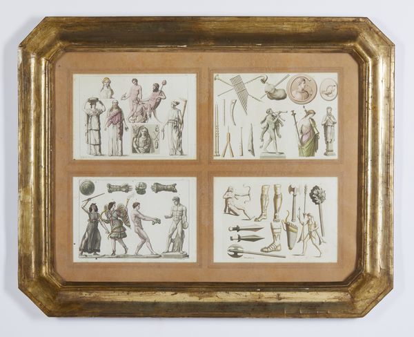 MANIFATTURA DEL XIX SECOLO : Coppia di composizioni con incisioni a tema archeologico  - Asta Asta 502 | ARTE ANTICA E DEL XIX SECOLO Online - Associazione Nazionale - Case d'Asta italiane