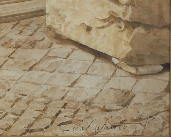 DEL SANTO FELICE (1864 - 1934) : Resti del Colosso di Costantino nel cortile del Palazzo dei Conservatori  - Asta Asta 502 | ARTE ANTICA E DEL XIX SECOLO Online - Associazione Nazionale - Case d'Asta italiane