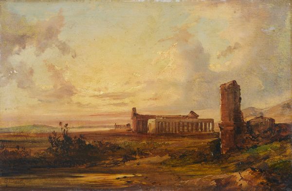 Scuola napoletana del XIX secolo : Templi di Paestum  - Asta Asta 502 | ARTE ANTICA E DEL XIX SECOLO Online - Associazione Nazionale - Case d'Asta italiane