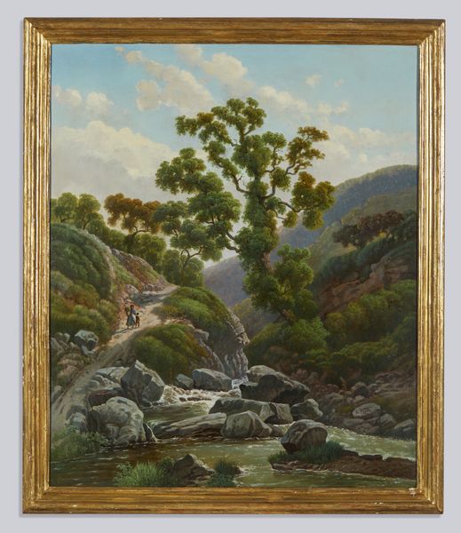 DONNINI EMILIO (1809 - 1886) : Paesaggio naturale con ruscello e viandanti  - Asta Asta 502 | ARTE ANTICA E DEL XIX SECOLO Online - Associazione Nazionale - Case d'Asta italiane