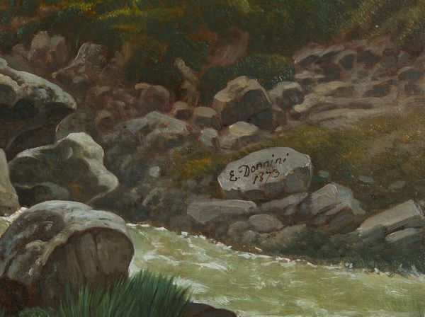 DONNINI EMILIO (1809 - 1886) : Paesaggio naturale con ruscello e viandanti  - Asta Asta 502 | ARTE ANTICA E DEL XIX SECOLO Online - Associazione Nazionale - Case d'Asta italiane