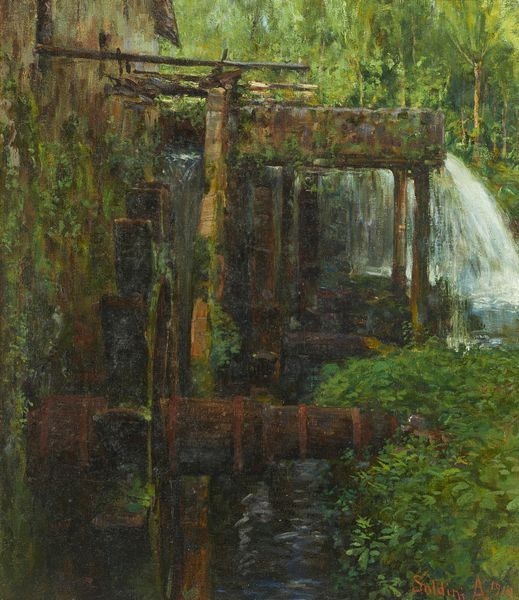 SOLDINI ARNALDO (1862 - 1936) : Paesaggio boschivo con ruota idraulica (forse Val Trompia)  - Asta Asta 502 | ARTE ANTICA E DEL XIX SECOLO Online - Associazione Nazionale - Case d'Asta italiane