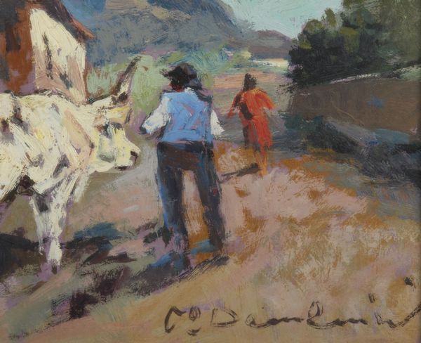 DOMENICI CARLO (1898 - 1981) : Paesaggio con contadino e bue  - Asta Asta 502 | ARTE ANTICA E DEL XIX SECOLO Online - Associazione Nazionale - Case d'Asta italiane
