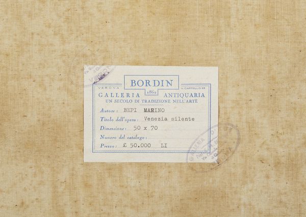 MARINO BEPI (1916 - 1975) : Venezia silente  - Asta Asta 502 | ARTE ANTICA E DEL XIX SECOLO Online - Associazione Nazionale - Case d'Asta italiane
