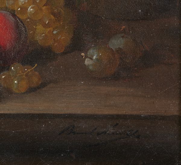 BRUNEL DE NEUVILLE ALFRED ARTHUR (1852 - 1941) : Coppia di dipinti raffiguranti natura morta con pesche, uva e ciliegie  - Asta Asta 502 | ARTE ANTICA E DEL XIX SECOLO Online - Associazione Nazionale - Case d'Asta italiane