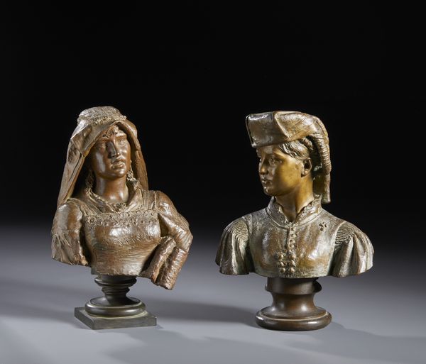 BARBELLA COSTANTINO (1852 - 1925) : Coppia di busti femminili ('Al mercato' e 'Scannese')  - Asta Asta 502 | ARTE ANTICA E DEL XIX SECOLO Online - Associazione Nazionale - Case d'Asta italiane