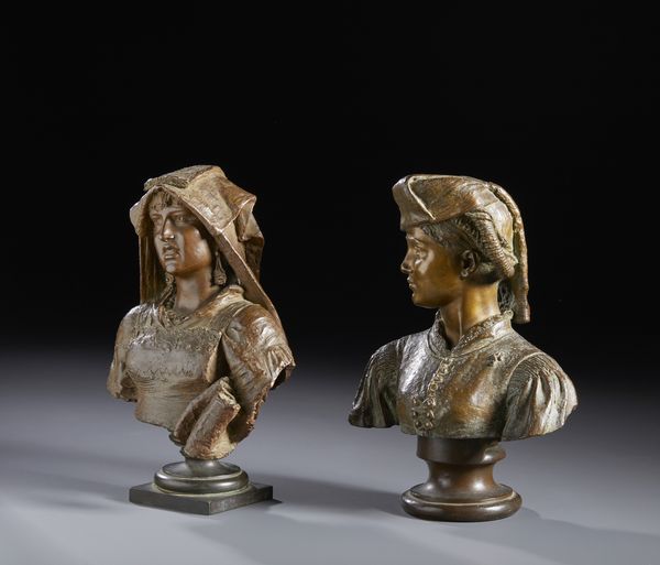 BARBELLA COSTANTINO (1852 - 1925) : Coppia di busti femminili ('Al mercato' e 'Scannese')  - Asta Asta 502 | ARTE ANTICA E DEL XIX SECOLO Online - Associazione Nazionale - Case d'Asta italiane