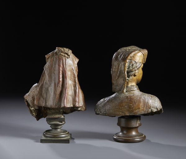 BARBELLA COSTANTINO (1852 - 1925) : Coppia di busti femminili ('Al mercato' e 'Scannese')  - Asta Asta 502 | ARTE ANTICA E DEL XIX SECOLO Online - Associazione Nazionale - Case d'Asta italiane