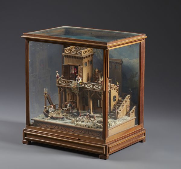 MANIFATTURA NAPOLETANA DEL XX SECOLO : Diorama animato in teca di legno e vetro  - Asta Asta 502 | ARTE ANTICA E DEL XIX SECOLO Online - Associazione Nazionale - Case d'Asta italiane