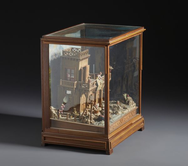 MANIFATTURA NAPOLETANA DEL XX SECOLO : Diorama animato in teca di legno e vetro  - Asta Asta 502 | ARTE ANTICA E DEL XIX SECOLO Online - Associazione Nazionale - Case d'Asta italiane