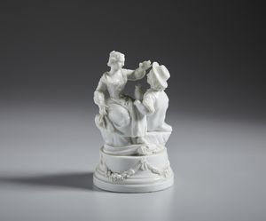 MANIFATTURA GEMINIANO COZZI, VENEZIA, 1780 CIRCA - Gruppo in porcellana bianca raffigurante coppia di contadini