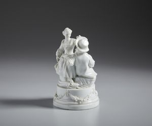 MANIFATTURA GEMINIANO COZZI, VENEZIA, 1780 CIRCA : Gruppo in porcellana bianca raffigurante coppia di contadini  - Asta Asta 502 | ARTE ANTICA E DEL XIX SECOLO Online - Associazione Nazionale - Case d'Asta italiane
