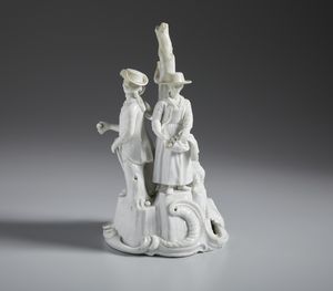 MANIFATTURA GEMINIANO COZZI, VENEZIA, 1780 CIRCA : Gruppo in porcellana bianca raffigurante tre personaggi in un ambientazione agreste  - Asta Asta 502 | ARTE ANTICA E DEL XIX SECOLO Online - Associazione Nazionale - Case d'Asta italiane