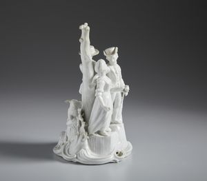 MANIFATTURA GEMINIANO COZZI, VENEZIA, 1780 CIRCA : Gruppo in porcellana bianca raffigurante tre personaggi in un ambientazione agreste  - Asta Asta 502 | ARTE ANTICA E DEL XIX SECOLO Online - Associazione Nazionale - Case d'Asta italiane