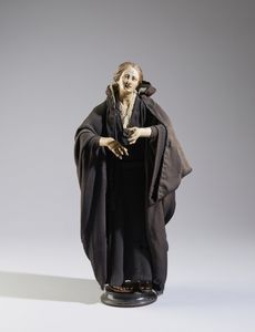 SCULTORE NAPOLETANO DEL XIX SECOLO : Figura femminile da presepe in terracotta, legno e tessuto  - Asta Asta 502 | ARTE ANTICA E DEL XIX SECOLO Online - Associazione Nazionale - Case d'Asta italiane