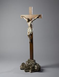 SCULTORE NAPOLETANO DEL XIX SECOLO : Crocifisso in legno scolpito e dipinto  - Asta Asta 502 | ARTE ANTICA E DEL XIX SECOLO Online - Associazione Nazionale - Case d'Asta italiane