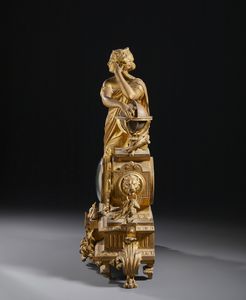MANIFATTURA FRANCESE DEL XIX-XX SECOLO : Orologio da tavolo in metallo dorato con allegoria dell'Astronomia, quadrante e decori in ceramica smaltata  - Asta Asta 502 | ARTE ANTICA E DEL XIX SECOLO Online - Associazione Nazionale - Case d'Asta italiane