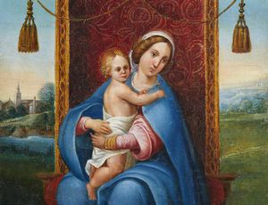 ARTISTA VENETO DEL XVI SECOLO : Nello stile di. Madonna con Bambino in trono  - Asta Asta 502 | ARTE ANTICA E DEL XIX SECOLO Online - Associazione Nazionale - Case d'Asta italiane