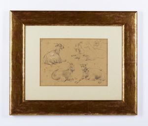 PALIZZI FILIPPO (1818 - 1899) : Attribuito a. Studi di capre  - Asta Asta 502 | ARTE ANTICA E DEL XIX SECOLO Online - Associazione Nazionale - Case d'Asta italiane