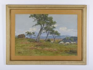ANIVITTI FILIPPO (1876 - 1955) : Gregge nella Campagna romana  - Asta Asta 502 | ARTE ANTICA E DEL XIX SECOLO Online - Associazione Nazionale - Case d'Asta italiane