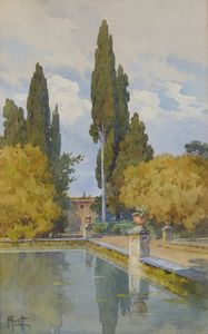 ANIVITTI FILIPPO (1876 - 1955) - Scorcio di Villa d'Este a Tivoli