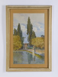 ANIVITTI FILIPPO (1876 - 1955) : Scorcio di Villa d'Este a Tivoli  - Asta Asta 502 | ARTE ANTICA E DEL XIX SECOLO Online - Associazione Nazionale - Case d'Asta italiane