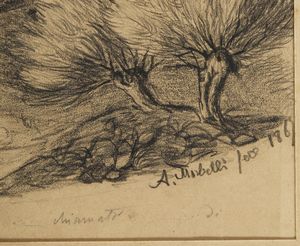 MORBELLI ANGELO (1853 - 1919) : Attribuito a. Il ponte  - Asta Asta 502 | ARTE ANTICA E DEL XIX SECOLO Online - Associazione Nazionale - Case d'Asta italiane