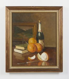 CAMPESTRINI ALCIDE DAVIDE (1863 - 1940) : Natura morta con arance, libri e bottiglia  - Asta Asta 502 | ARTE ANTICA E DEL XIX SECOLO Online - Associazione Nazionale - Case d'Asta italiane