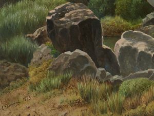 DONNINI EMILIO (1809 - 1886) : Paesaggio naturale con specchio d'acqua e personaggi  - Asta Asta 502 | ARTE ANTICA E DEL XIX SECOLO Online - Associazione Nazionale - Case d'Asta italiane