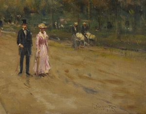 SCOPPETTA PIETRO (1863 - 1920) : L'Avenue des Champs-lyses a Parigi  - Asta Asta 502 | ARTE ANTICA E DEL XIX SECOLO Online - Associazione Nazionale - Case d'Asta italiane