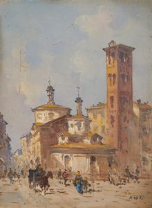 RIVA GIUSEPPE (1861 - 1948) - La Chiesa di Santa Maria presso San Satiro a Milano