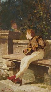 DEL RE GIOVANNI (1829 - 1915) - La serenata del paggio