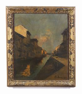 CATTANEO ACHILLE (1872 - 1932) : Navigli  - Asta Asta 502 | ARTE ANTICA E DEL XIX SECOLO Online - Associazione Nazionale - Case d'Asta italiane