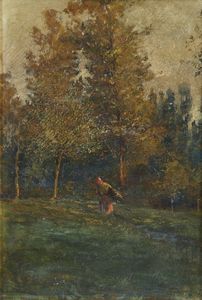 RODA LEONARDO (1868 - 1933) - La raccoglitrice di legna